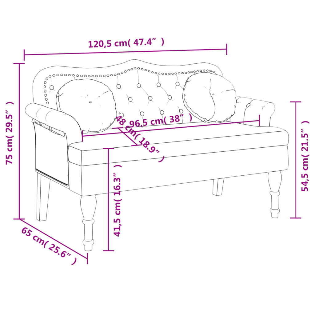Bench with Cushions Light Grey 120.5x65x75 cm Velvet