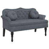 Bench with Cushions Dark Grey 120.5x65x75 cm Velvet - Front View