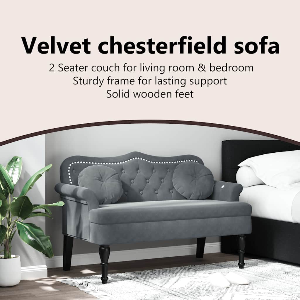 Bench with Cushions Dark Grey 120.5x65x75 cm Velvet