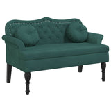 Bench with Cushions Dark Green 120.5x65x75 cm Velvet - Front View