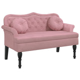 Bench with Cushions Pink 120.5x65x75 cm Velvet - Front View