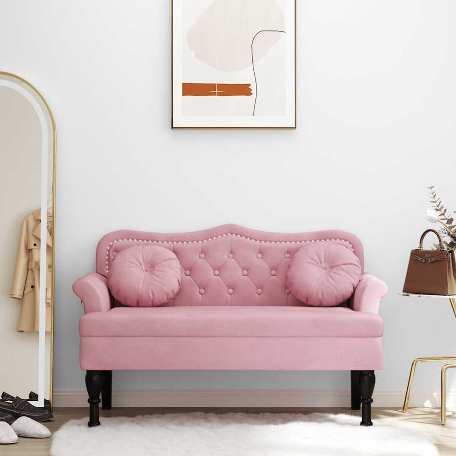 Bench with Cushions Pink 120.5x65x75 cm Velvet