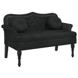 Bench with Cushions Black 120.5x65x75 cm Velvet - Front View