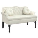 Bench with Cushions Cream 120.5x65x75 cm Velvet - Front View