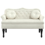 Bench with Cushions Cream 120.5x65x75 cm Velvet - Side View