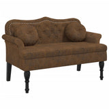Bench with Cushions Brown 120.5x65x75 cm Faux Suede Leather - Front View