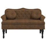 Bench with Cushions Brown 120.5x65x75 cm Faux Suede Leather - Side View