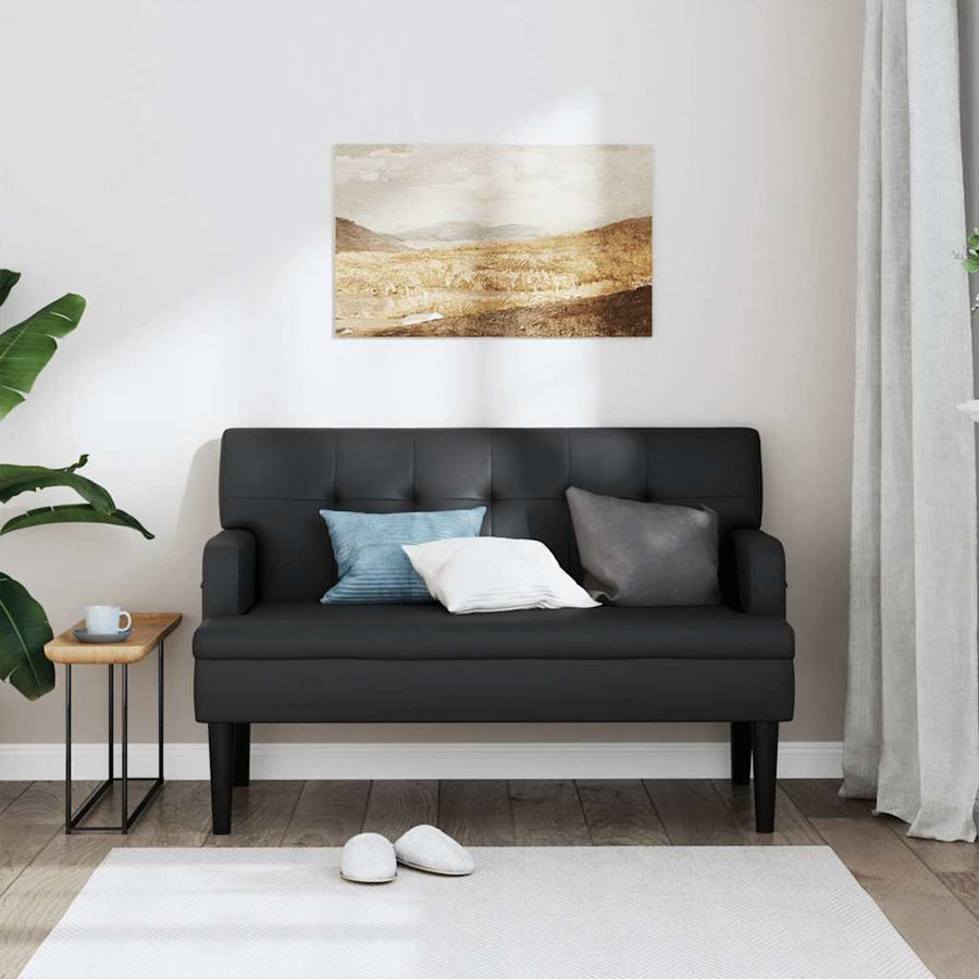 Bench with Backrest Black 112x65.5x75 cm Faux Leather