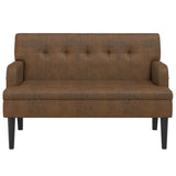 Bench with Backrest Brown 112x65.5x75 cm Faux Suede Leather - Side View