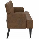 Bench with Backrest Brown 112x65.5x75 cm Faux Suede Leather - Top-Down View