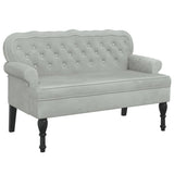 Bench with Backrest Light Grey 119.5x64.5x75 cm Velvet - Front View