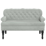 Bench with Backrest Light Grey 119.5x64.5x75 cm Velvet - Side View