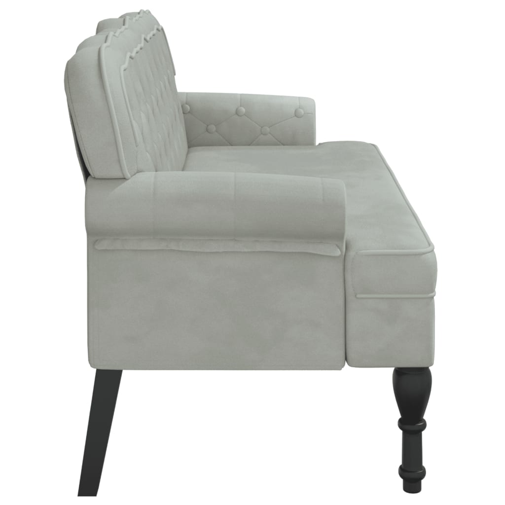 Bench with Backrest Light Grey 119.5x64.5x75 cm Velvet
