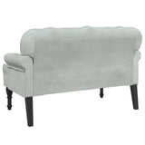 Bench with Backrest Light Grey 119.5x64.5x75 cm Velvet - 45-Degree Angle