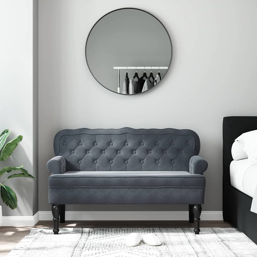 Bench with Backrest Dark Grey 119.5x64.5x75 cm Velvet