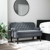 Bench with Backrest Dark Grey 119.5x64.5x75 cm Velvet