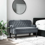 Bench with Backrest Dark Grey 119.5x64.5x75 cm Velvet
