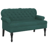 Bench with Backrest Dark Green 119.5x64.5x75 cm Velvet - Front View