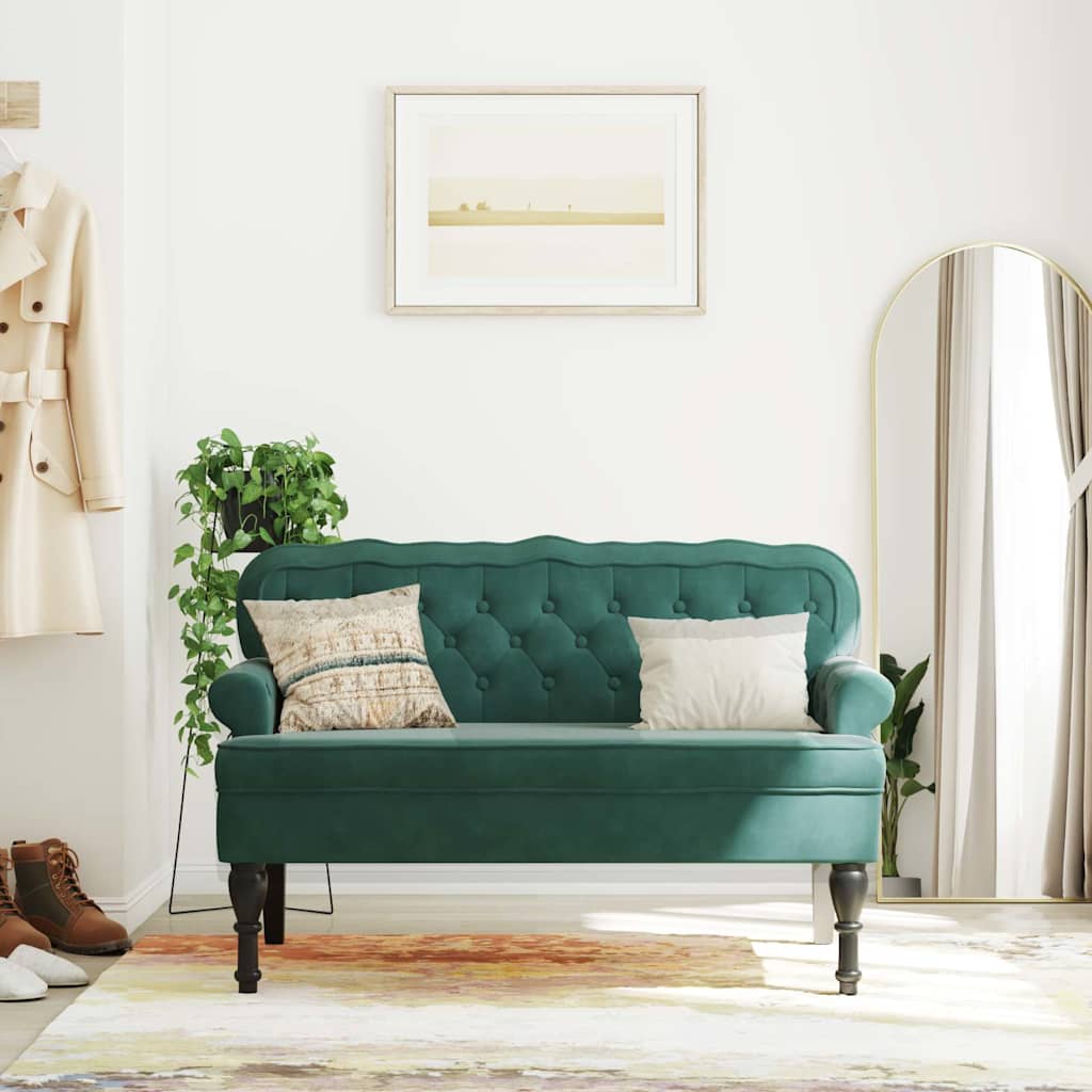 Bench with Backrest Dark Green 119.5x64.5x75 cm Velvet