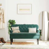 Bench with Backrest Dark Green 119.5x64.5x75 cm Velvet - Side View