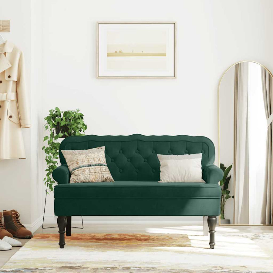 Bench with Backrest Dark Green 119.5x64.5x75 cm Velvet