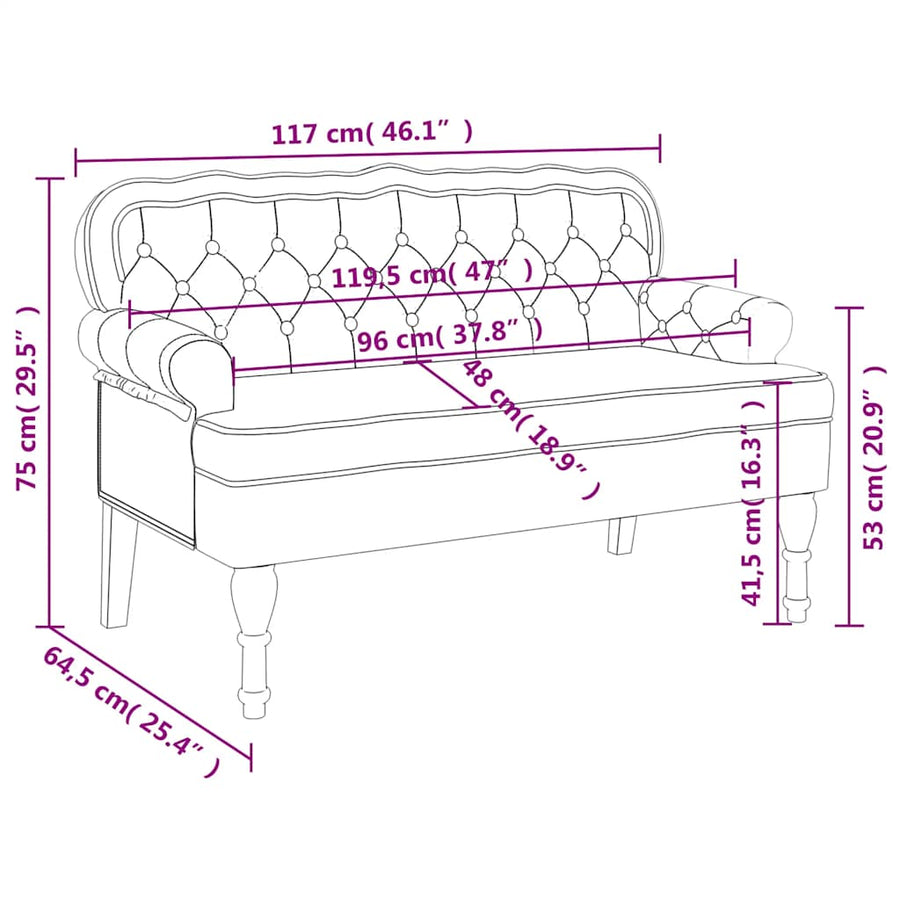 Bench with Backrest Dark Green 119.5x64.5x75 cm Velvet