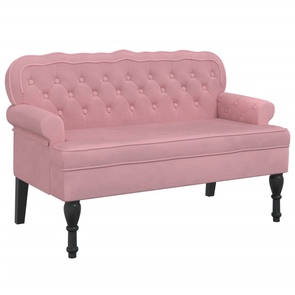 Bench with Backrest Pink 119.5x64.5x75 cm Velvet