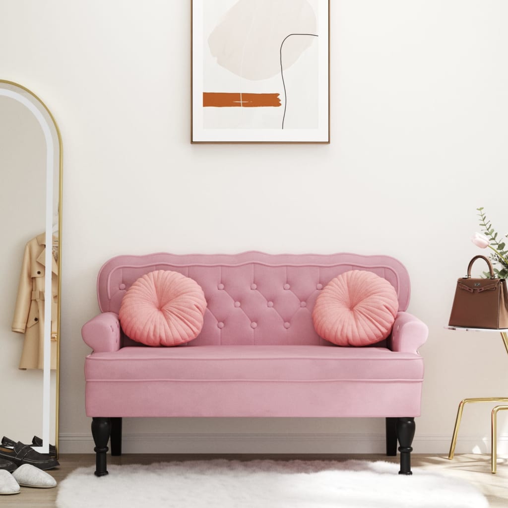 Bench with Backrest Pink 119.5x64.5x75 cm Velvet