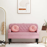 Bench with Backrest Pink 119.5x64.5x75 cm Velvet