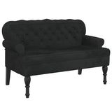 Bench with Backrest Black 119.5x64.5x75 cm Velvet - Front View