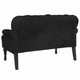 Bench with Backrest Black 119.5x64.5x75 cm Velvet - Rear View