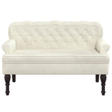 Bench with Backrest Cream 119.5x64.5x75 cm Velvet - Side View
