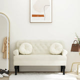 Bench with Backrest Cream 119.5x64.5x75 cm Velvet