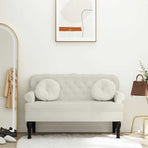 Bench with Backrest Cream 119.5x64.5x75 cm Velvet