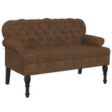 Bench with Backrest Brown 119.5x64.5x75 cm Faux Suede Leather - Front View