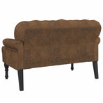 Bench with Backrest Brown 119.5x64.5x75 cm Faux Suede Leather