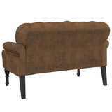 Bench with Backrest Brown 119.5x64.5x75 cm Faux Suede Leather - 45-Degree Angle
