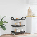 3-Tier Trolley Black 81x41x92 cm Aluminium - Side View