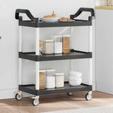 3-Tier Trolley Black 81x41x92 cm Aluminium