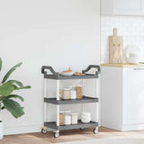3-Tier Trolley Grey 81x41x92 cm Aluminium - Side View