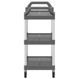 3-Tier Trolley Grey 81x41x92 cm Aluminium - 45-Degree Angle