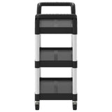 3-Tier Trolley Black 77x34x72 cm Aluminium - 45-Degree Angle