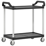 2-Tier Trolley Black 99x50x97 cm Aluminium - Front View