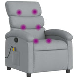 Massage Recliner Chair Light Grey Fabric - Front View