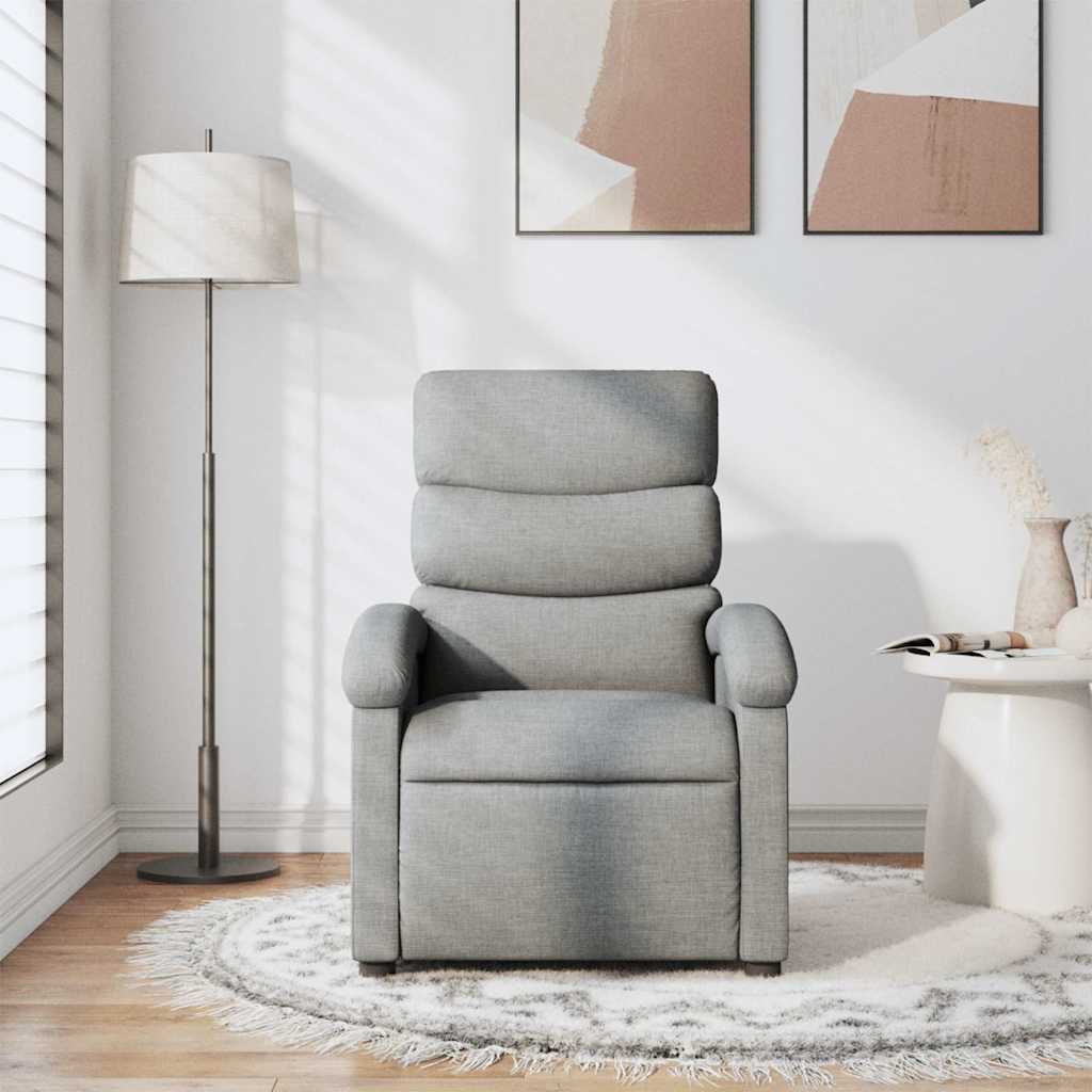 Massage Recliner Chair Light Grey Fabric