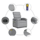 Massage Recliner Chair Light Grey Fabric - Extra Image