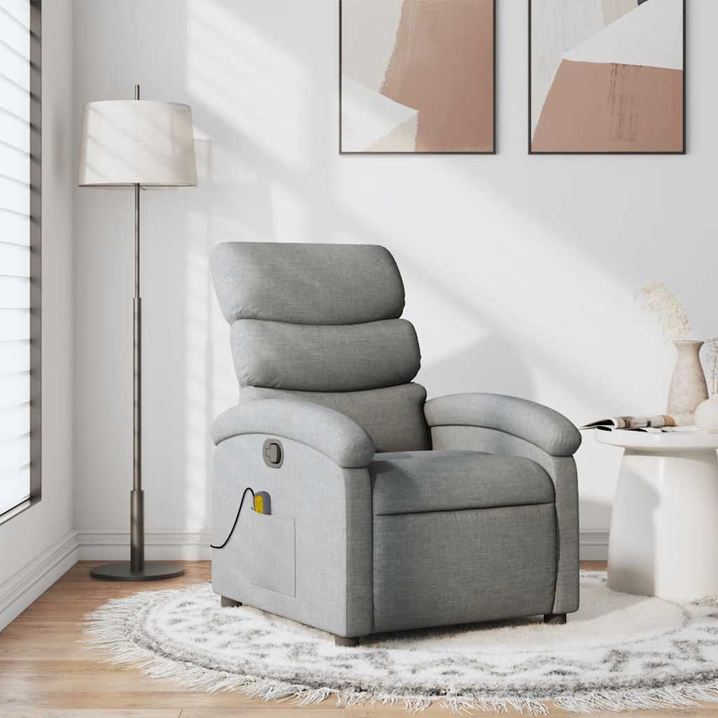 Massage Recliner Chair Light Grey Fabric