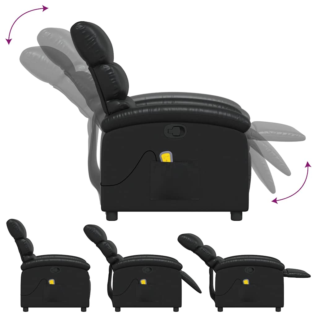 Massage Recliner Chair Black Faux Leather