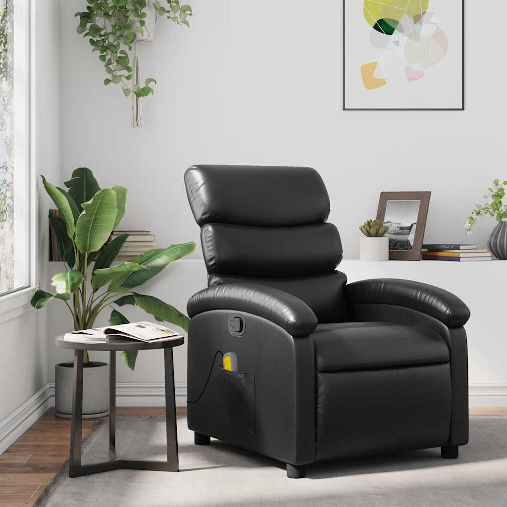 Massage Recliner Chair Black Faux Leather