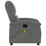 Massage Recliner Chair Dark Grey Fabric - 45-Degree Angle